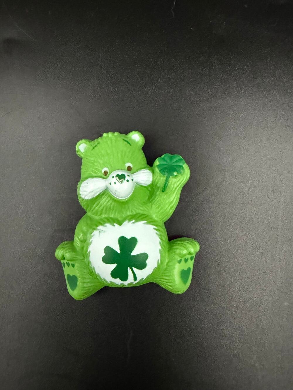 Vintage Care Bears Good Luck Bear Green Button Cover Shamrock Clover